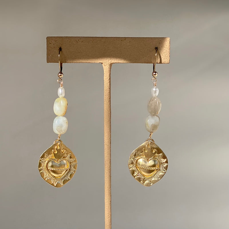 Opal Sacred Heart Dangles