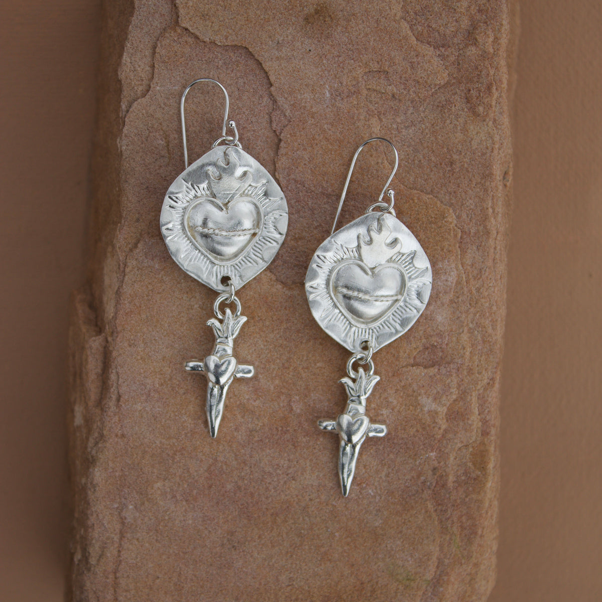 Sacred Heart & Dagger Earrings