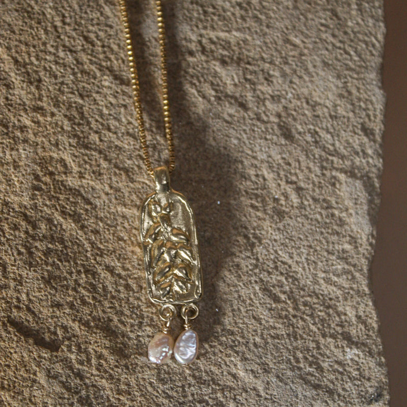 Yucca & Pink Pearl Necklace