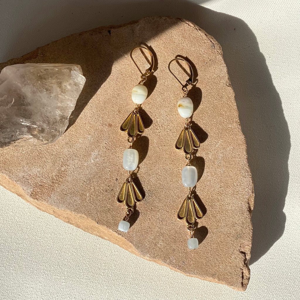 3 Rays Long Opal Dangles