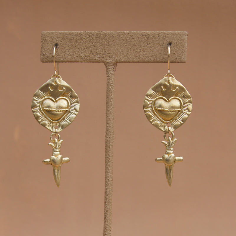 Sacred Heart & Dagger Earrings