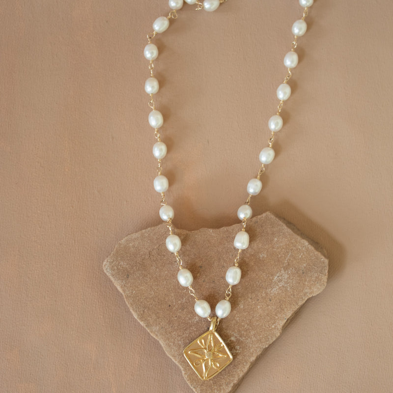 Talavera Tile Pearl Necklace