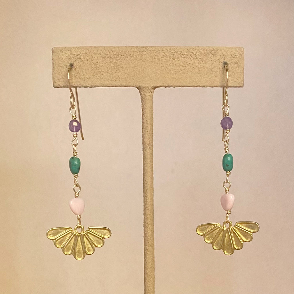 Long Multi-Gemstone 7 Rays Dangles
