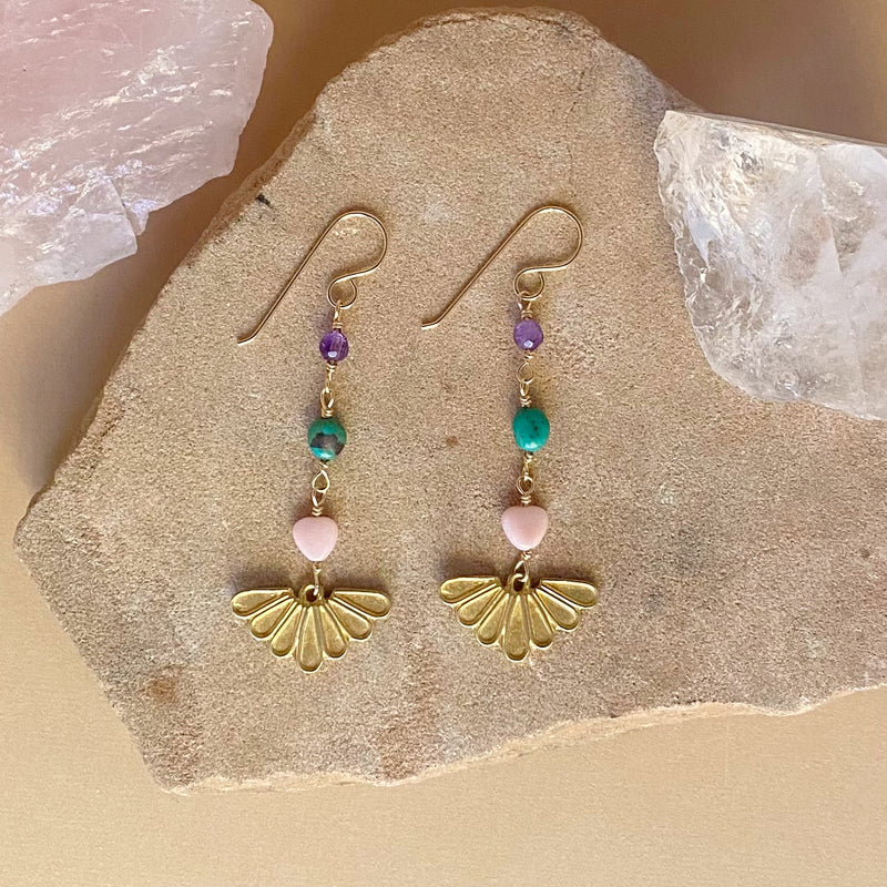 Long Multi-Gemstone 7 Rays Dangles