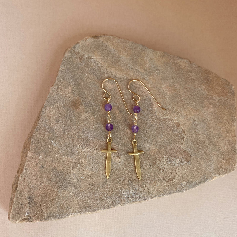 Long Amethyst Dagger Dangles