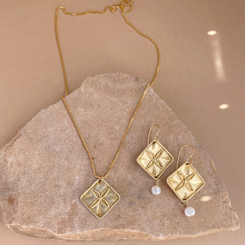 Talavera Tile Pearl Earrings